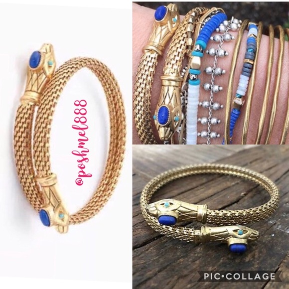 Stella & Dot Jewelry - :: S&D⚜️🧞‍♂️Gold & Colbalt Cobra Coil Bracelet